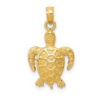 14K Yellow Gold Sea Turtle Pendant view 1