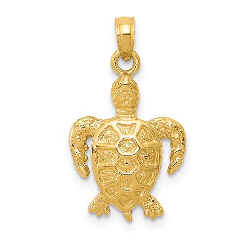 14K Yellow Gold Sea Turtle Pendant