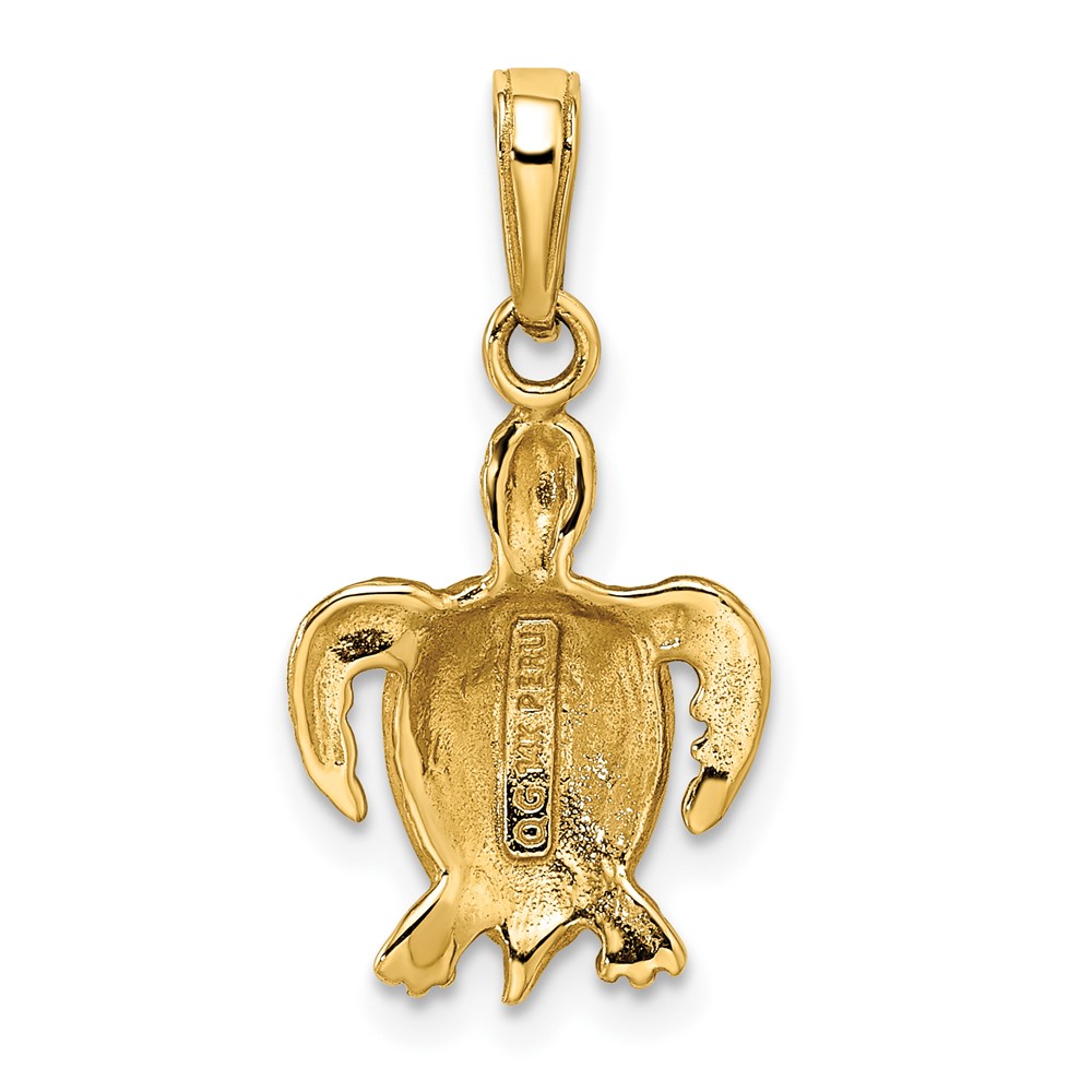 14k Green Enameled Sea Turtle Pendant (K3309GN)