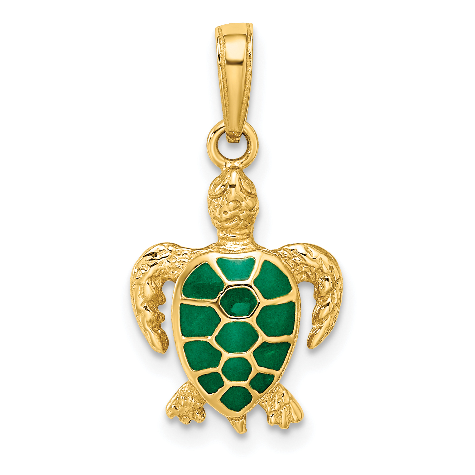 14k Green Enameled Sea Turtle Pendant (K3309GN)