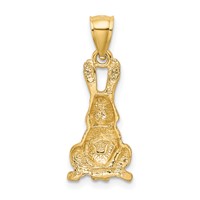 14K Yellow Gold Diamond-cut Rabbit Pendant view 3