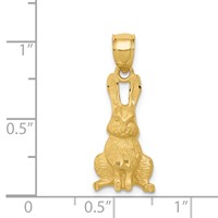 14K Yellow Gold Diamond-cut Rabbit Pendant view 4
