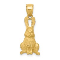 14K Yellow Gold Diamond-cut Rabbit Pendant view 1