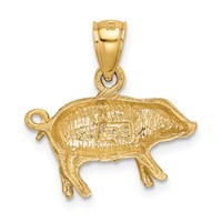 14K Yellow Gold Satin Diamond-cut Pig Pendant view 3