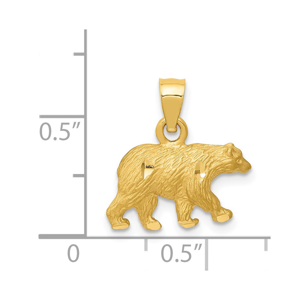 14K Diamond-cut Bear Pendant (K3320)