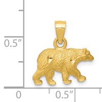 14K Satin Diamond-cut Bear Pendant view 4