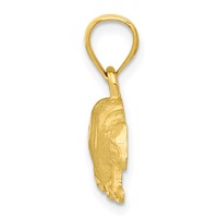 14K Yellow Gold Satin Diamond-cut Bear Pendant view 2