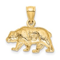 14K Yellow Gold Satin Diamond-cut Bear Pendant view 3