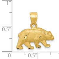 14K Yellow Gold Satin Diamond-cut Bear Pendant view 4