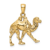 14K Yellow Gold 3-D 2-Hump Camel Pendant view 3