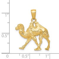 14K Yellow Gold 3-D 2-Hump Camel Pendant view 4