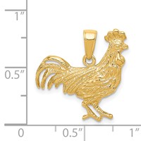 14K Yellow Gold Rooster Pendant view 3