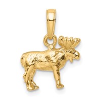 14K Yellow Gold 3-D Moose Pendant view 3