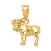 14K Yellow Gold 3-D Moose Pendant view 1