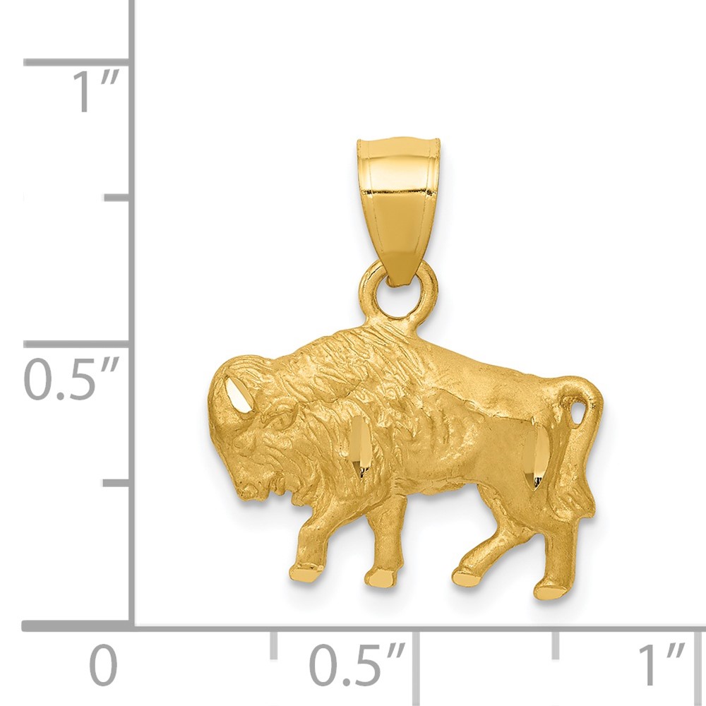 14K Diamond-cut Buffalo Pendant (K3329)