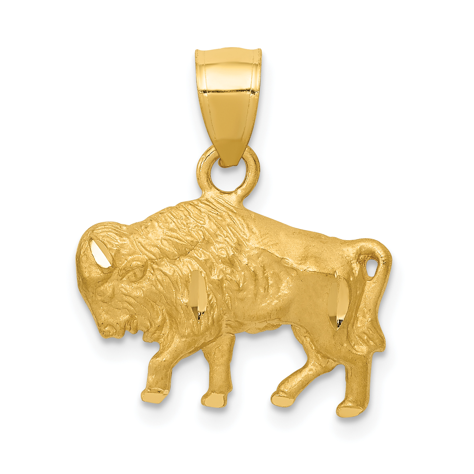 14K Diamond-cut Buffalo Pendant (K3329)