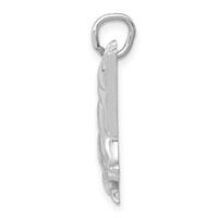 14K White Gold Howling Wolf Charm view 2