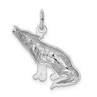 14K White Gold Howling Wolf Charm view 3