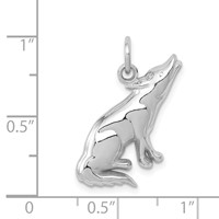 14K White Gold Howling Wolf Charm view 4