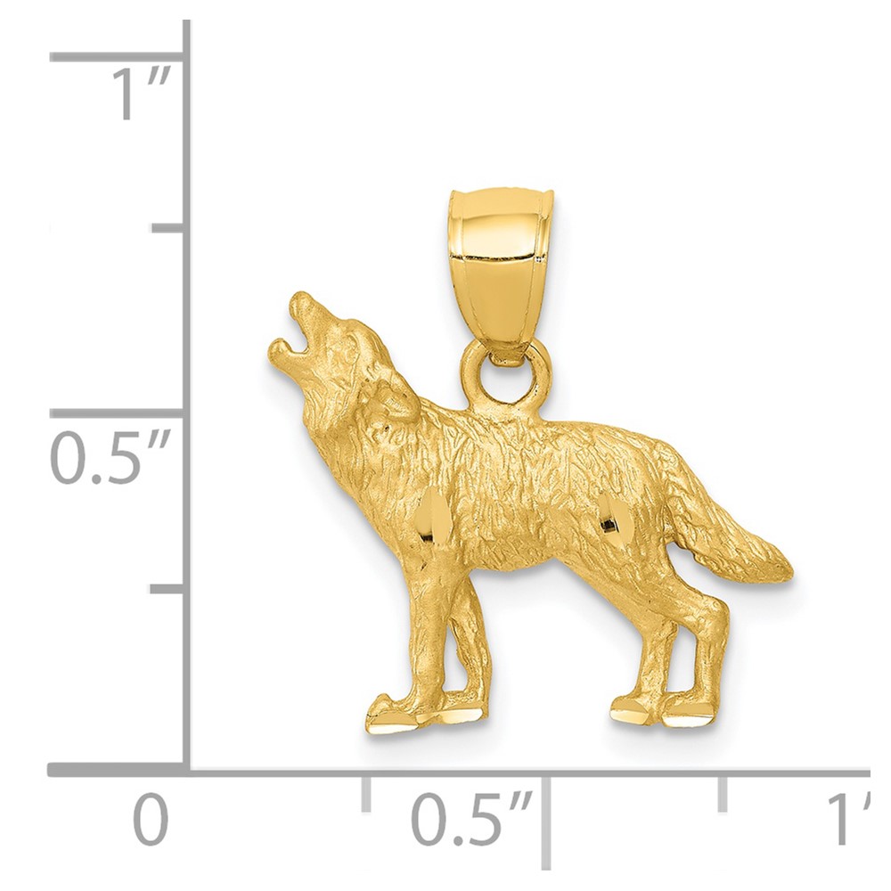 14K Diamond-cut Wolf Pendant (K3331)