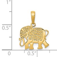 14K Yellow Gold Textured Elephant Pendant view 4