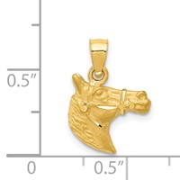 14K Yellow Gold Satin Diamond-cut Horse Head Pendant view 4