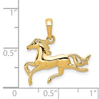 14K Yellow Gold Jumping Horse Pendant view 4