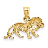 14K Yellow Gold Diamond-cut Lion Pendant view 3