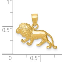14K Yellow Gold Diamond-cut Lion Pendant view 4