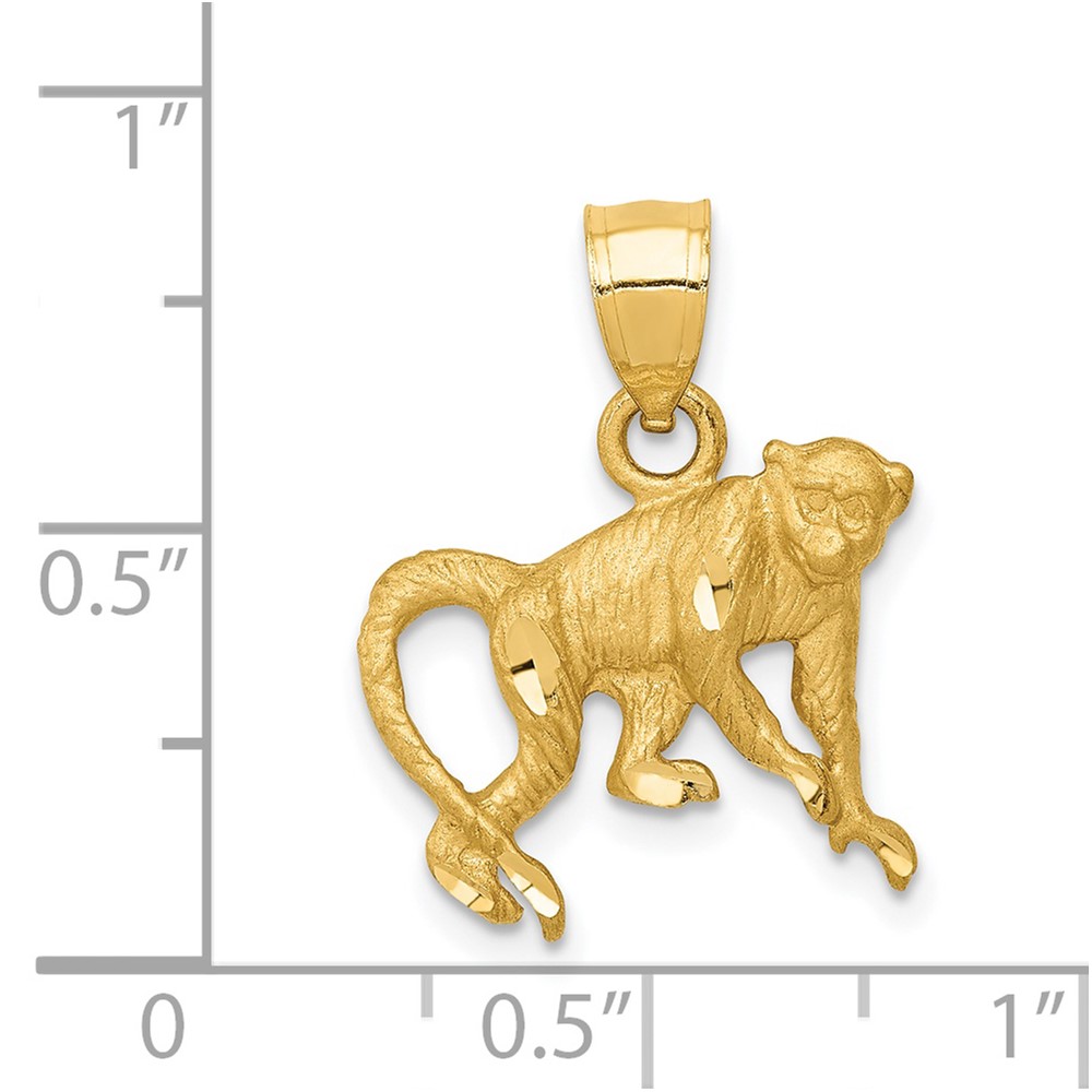 14K Diamond-cut Monkey Pendant (K3346)
