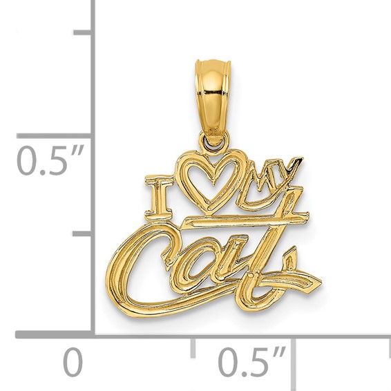 14k I HEART MY CAT Charm