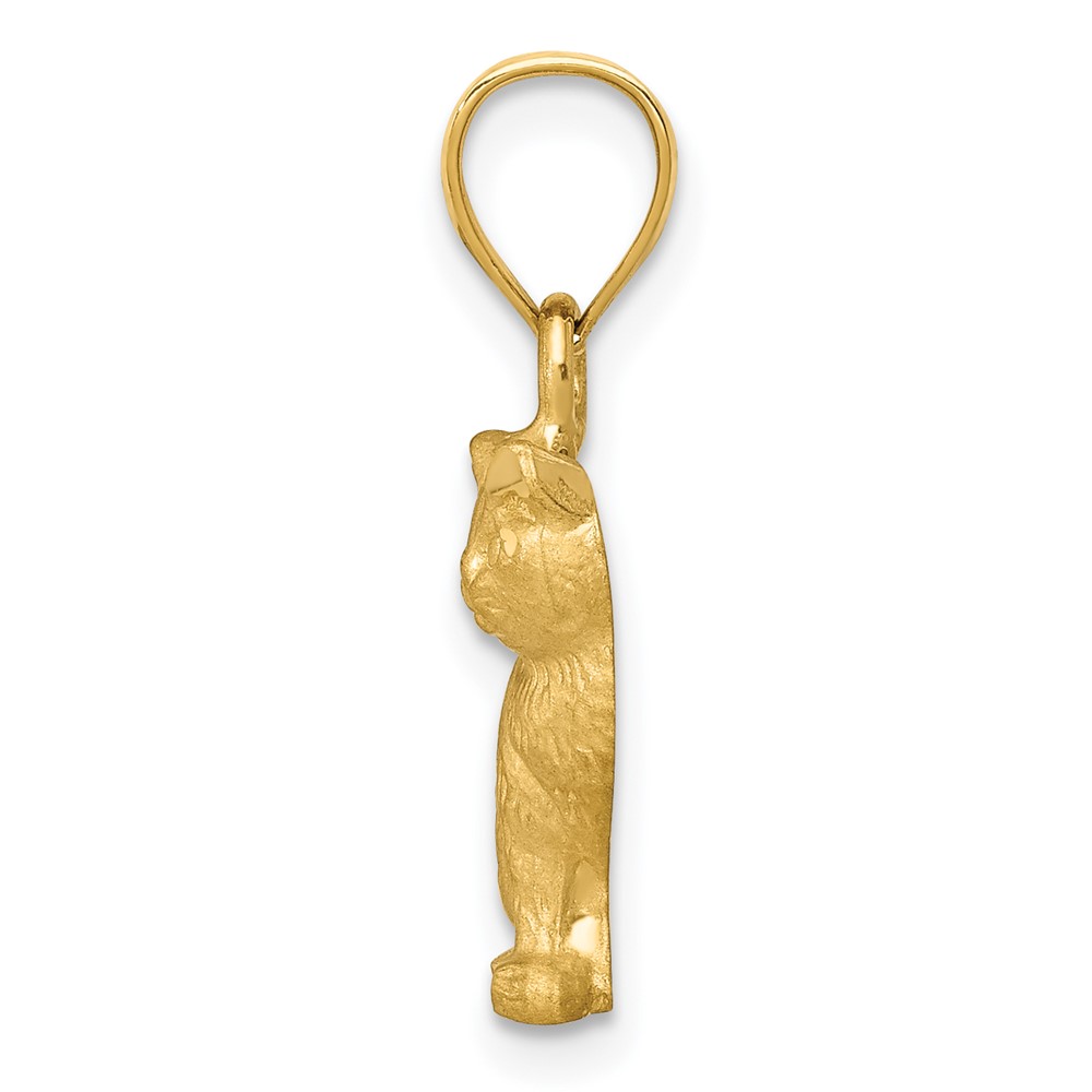 14K Diamond-cut Cat Pendant (K3351)