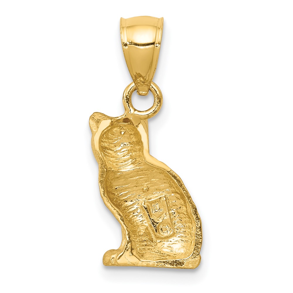 14K Diamond-cut Cat Pendant (K3351)