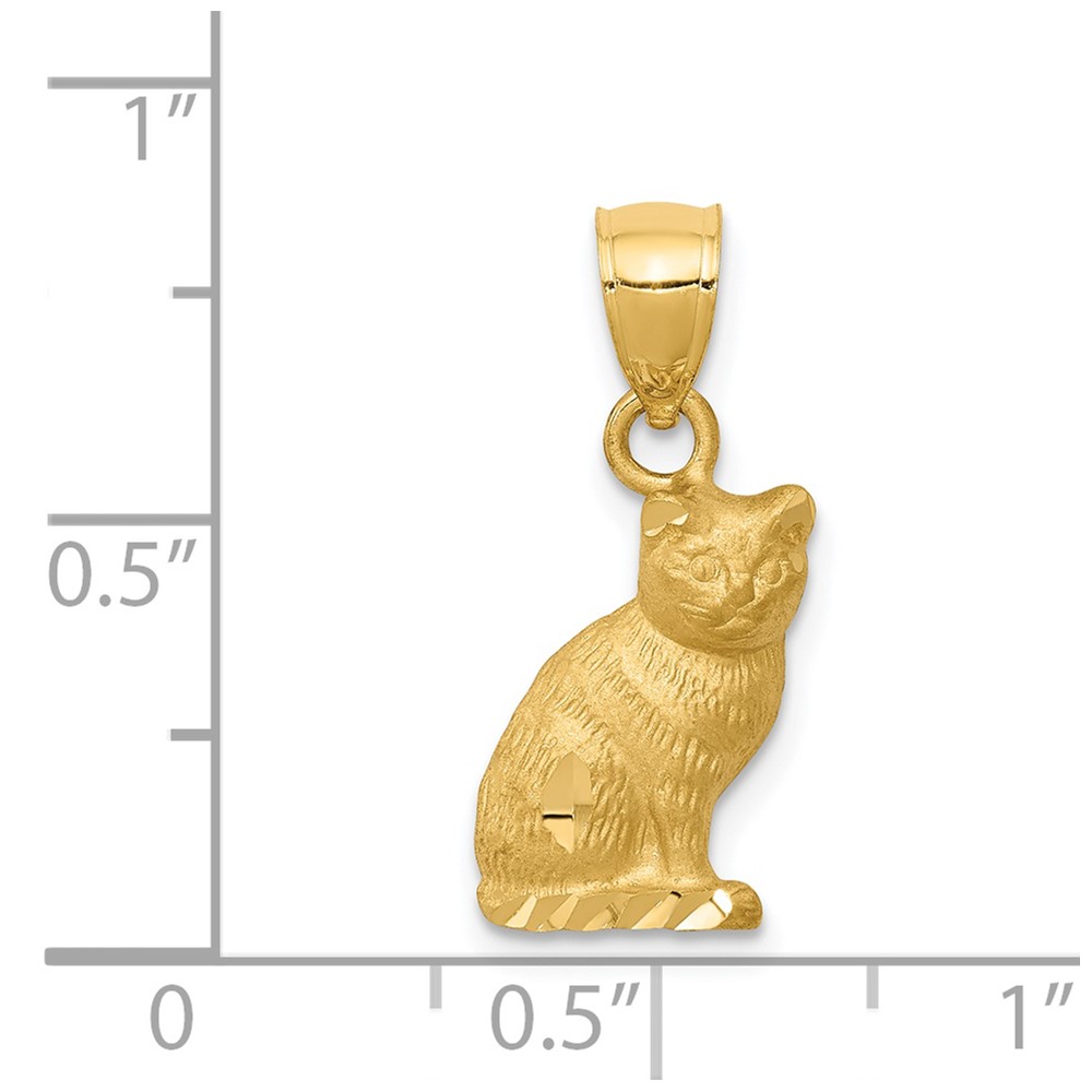 14K Diamond-cut Cat Pendant (K3351)