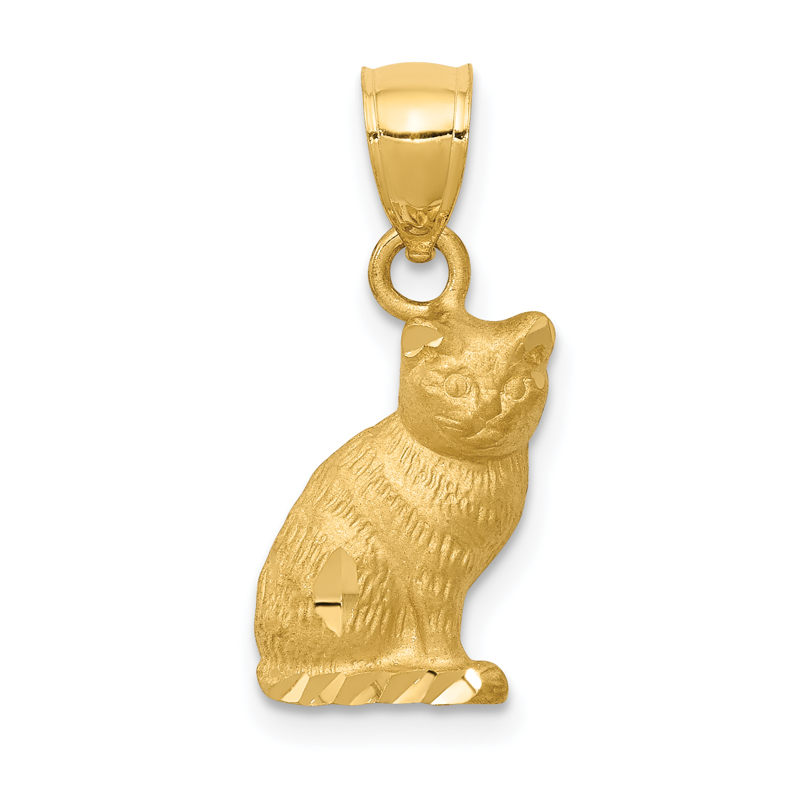 14K Diamond-cut Cat Pendant (K3351)
