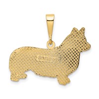 14K Yellow Gold Textured Welsh Corgi Dog Pendant view 3