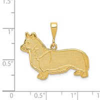 14K Yellow Gold Textured Welsh Corgi Dog Pendant view 4