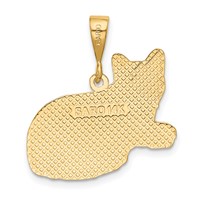 14K Textured Russian Blue Cat Pendant view 3