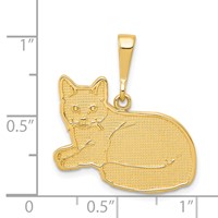 14K Textured Russian Blue Cat Pendant view 4