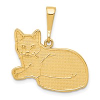 14K Textured Russian Blue Cat Pendant view 1