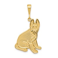 14K Textured German Shepherd Dog Pendant view 1