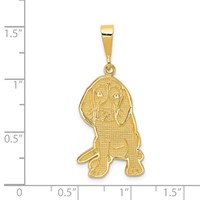 14K Yellow Gold Textured Beagle Dog Pendant view 4