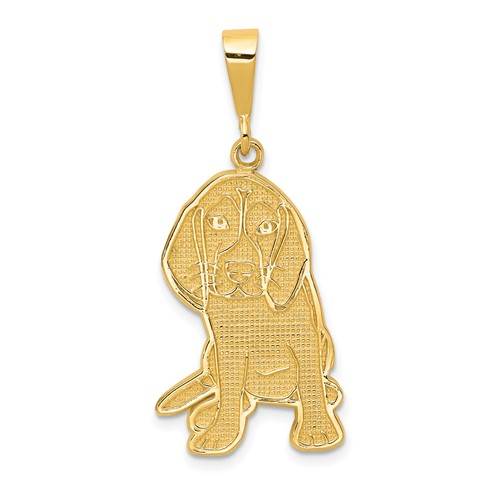 14K Yellow Gold Textured Beagle Dog Pendant