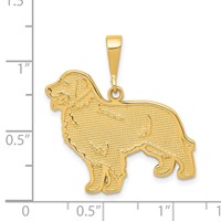14K Yellow Gold Textured Golden Retriever Dog Pendant view 4