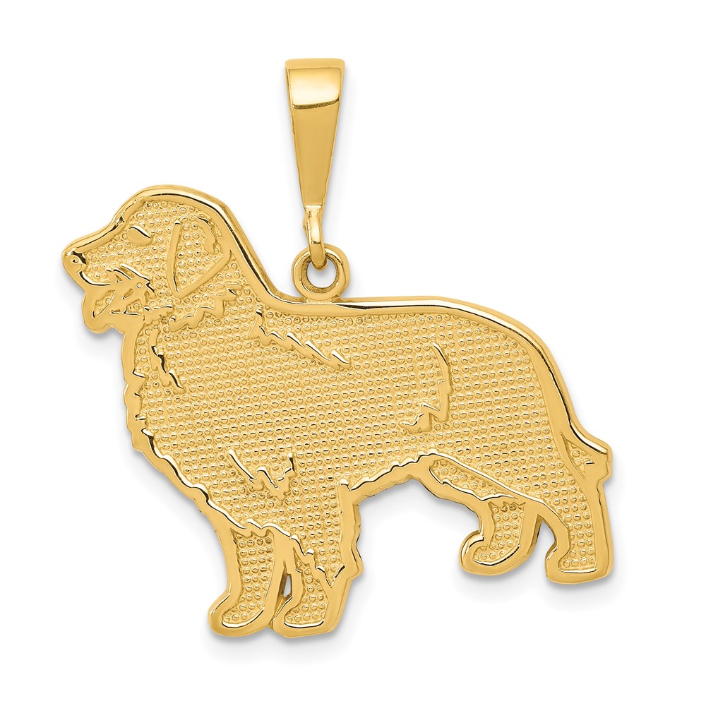 14K Yellow Gold Textured Golden Retriever Dog Pendant