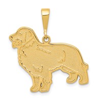 14K Yellow Gold Textured Golden Retriever Dog Pendant view 1