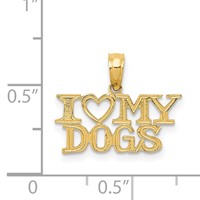 14K Yellow Gold I Heart MY Dogs Pendant view 4
