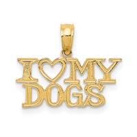 14K Yellow Gold I Heart MY Dogs Pendant view 1