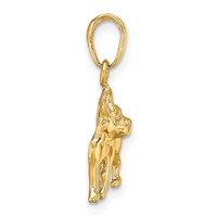 14K Yellow Gold Boston Terrier Dog Pendant view 2