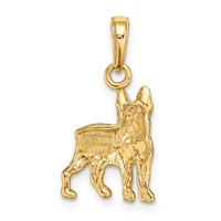 14K Yellow Gold Boston Terrier Dog Pendant view 4